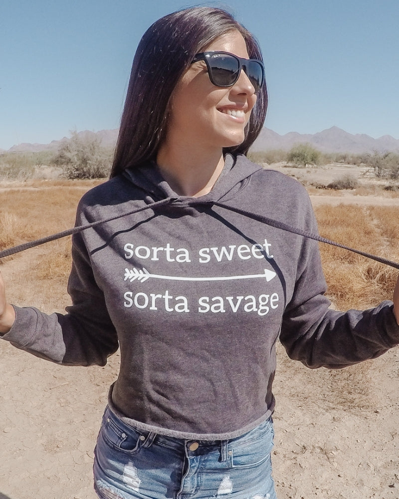 Karmavore | Sorta Sweet Sorta Savage Crop Ultra Hoodie - Link To Shop Women's Sweatshirts & Hoodies