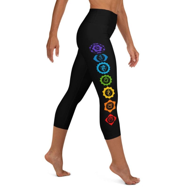 7 Chakras Black High Waist Capris