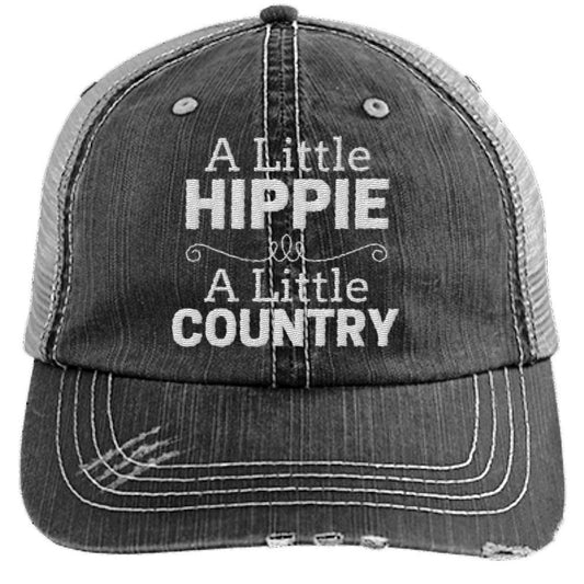 A Little Hippie A Little Country Grey Trucker Hat