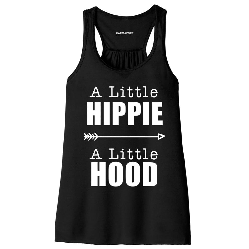 Karmavore A Little Hippie A Little Hood Flowy Tank Black / S