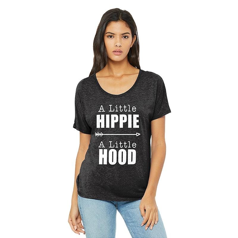 A Little Hippie A Little Hood Black T-Shirt For Women