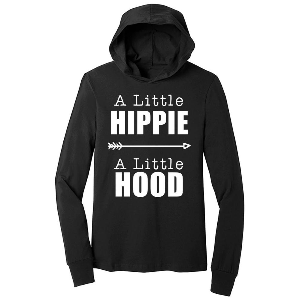 A Little Hippie A Little Hood Black Hoodie For Women