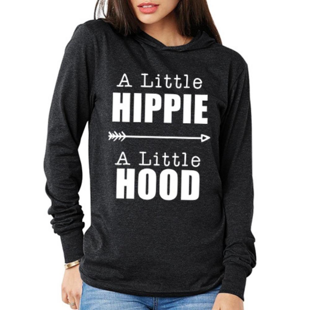 A Little Hippie A Little Hood Black Hoodie For Women
