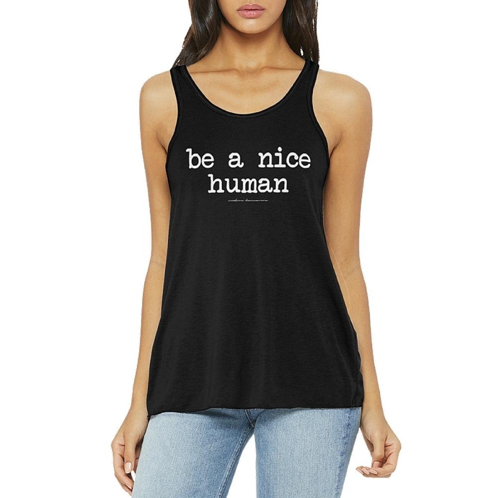 Be A Nice Human Black Tank Top