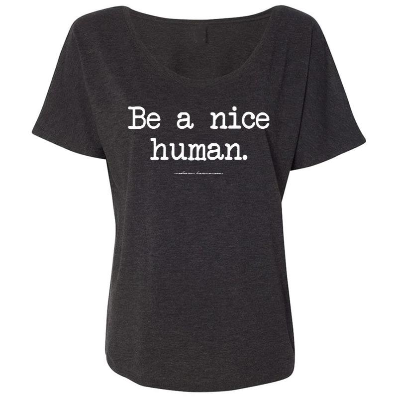Karmavore Be A Nice Human Goddess Tee 1.0 Charcoal Triblend / S