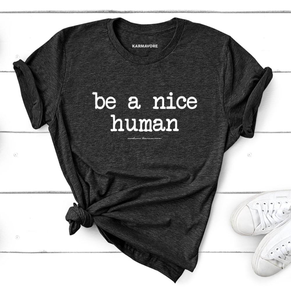 Be A Nice Human Black Triblend T-Shirt