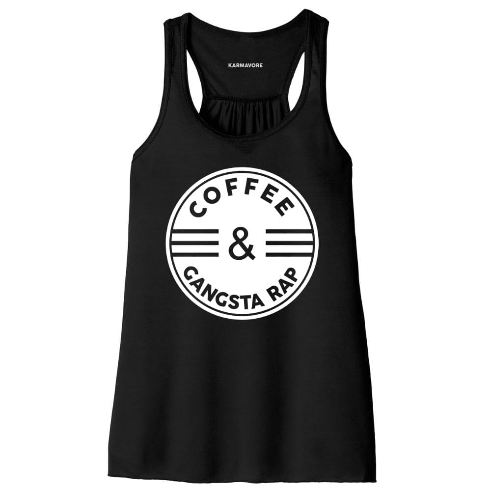 Karmavore Coffee &amp; Gangsta Rap Flowy Tank Black / S
