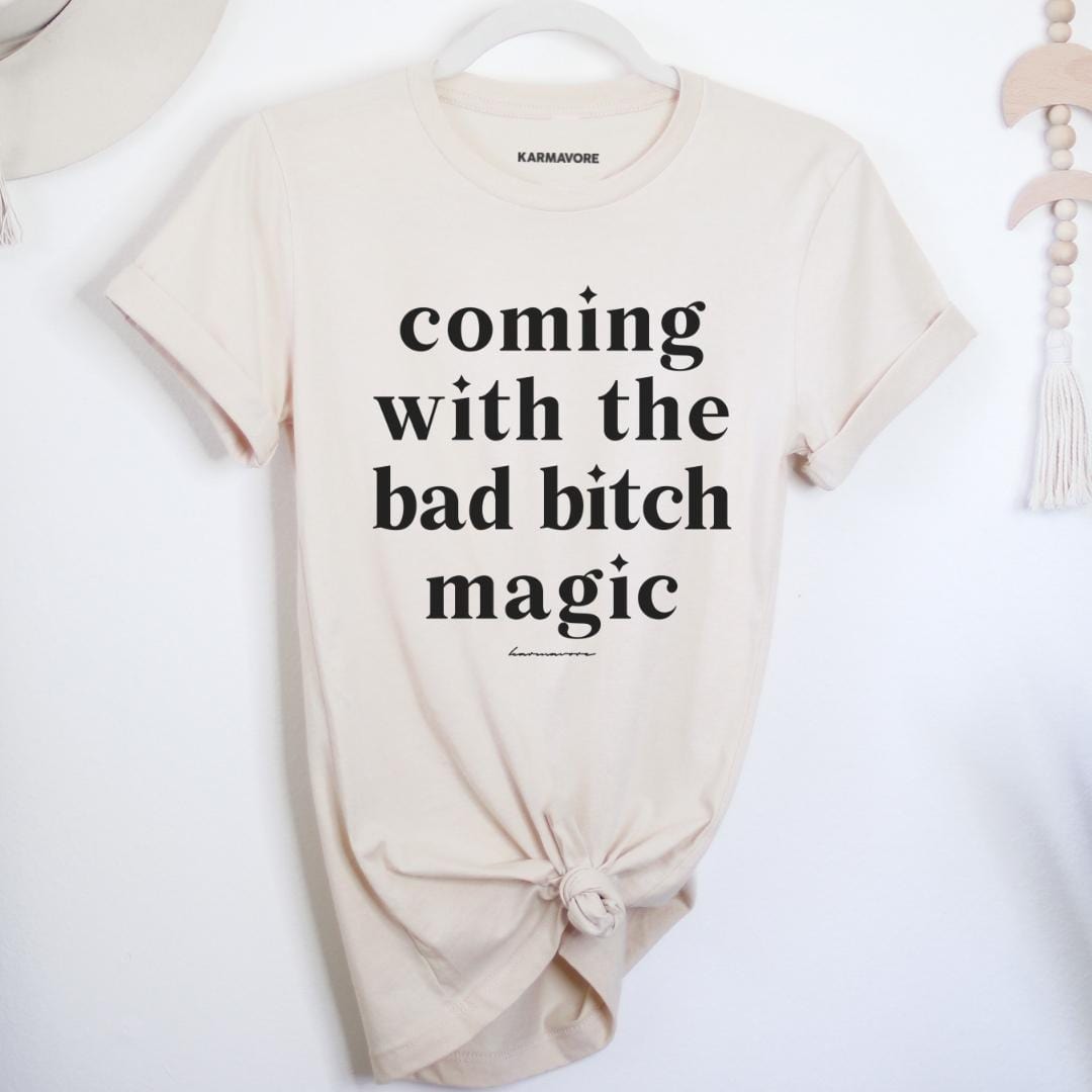 Karmavore Coming With The Bad B*tch Magic Premium Tee Heather Sand / S