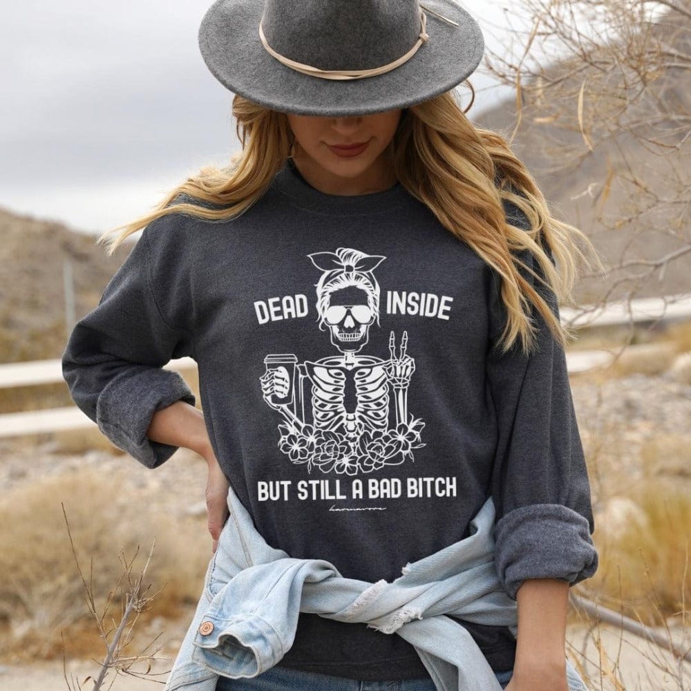 Karmavore Dead Inside But Still A Bad B*tch Zen Sweatshirt Dark Grey Heather / S