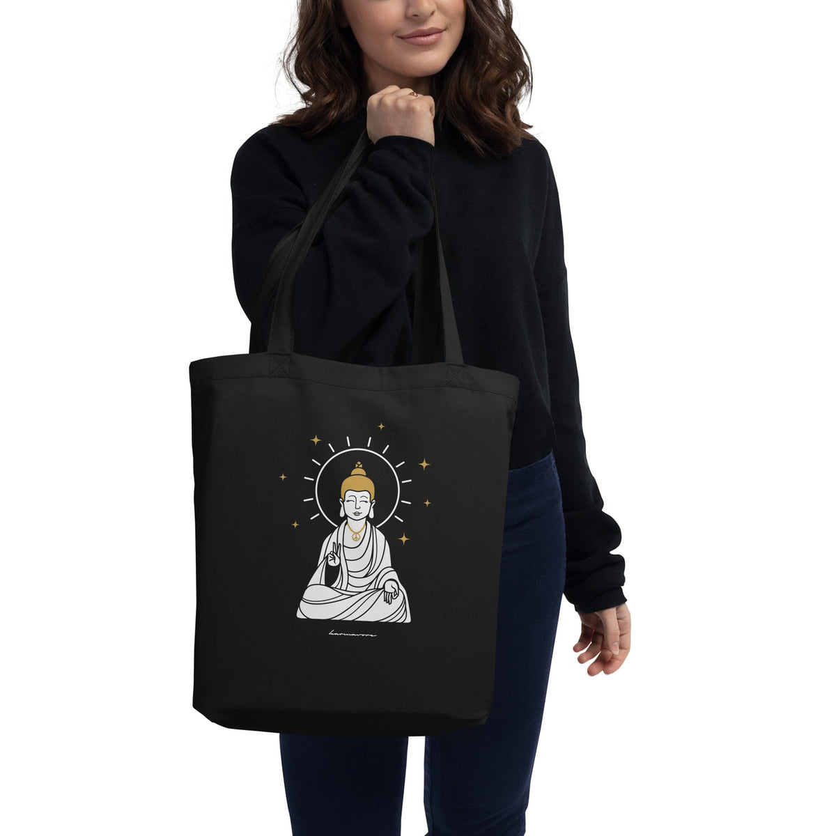 Karmavore Hippie Buddha Eco Tote Bag Black