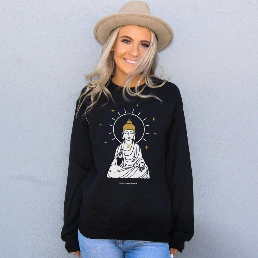 Karmavore Hippie Buddha Zen Sweatshirt Black / S