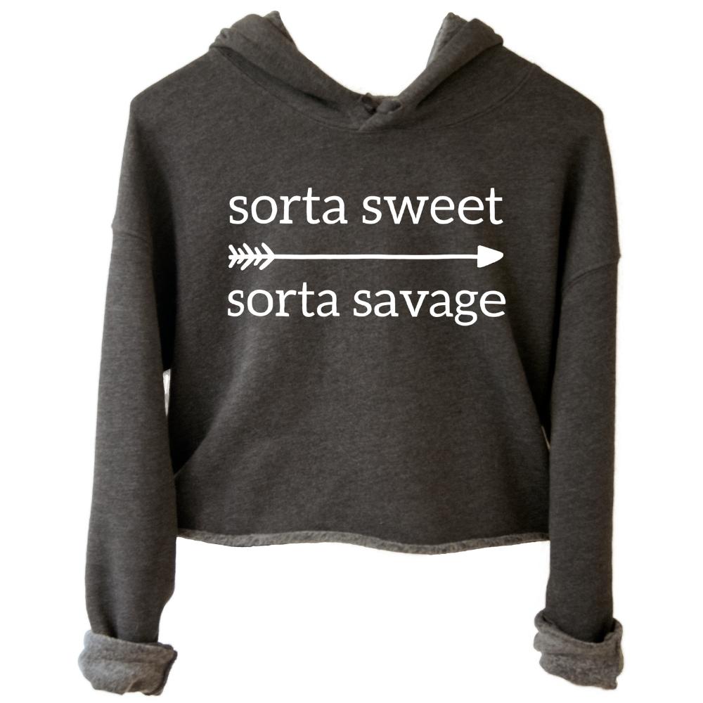 Sorta Sweet Sorta Savage Cropped Hoodie