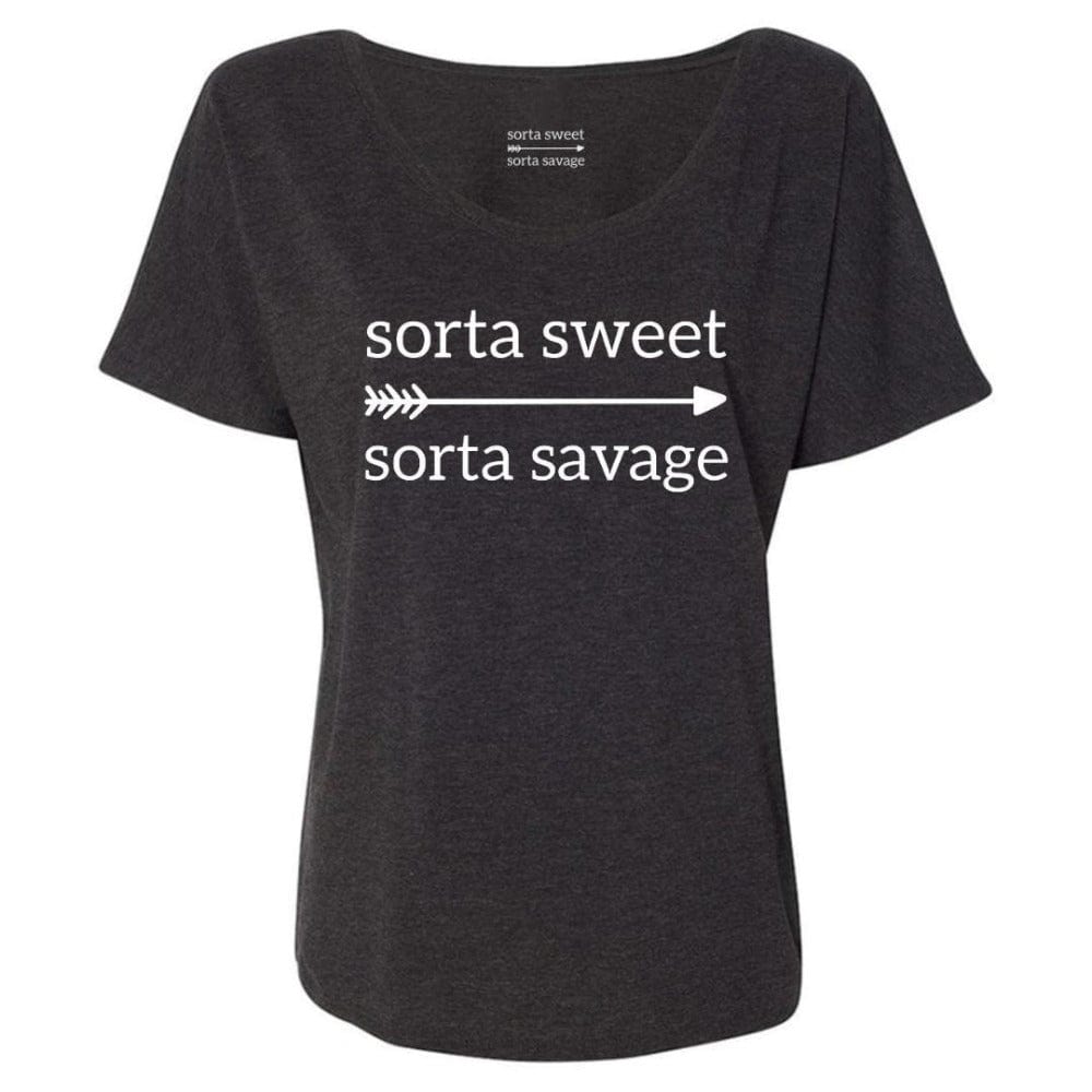 Sorta Sweet Sorta Savage Sorta Sweet Sorta Savage Goddess Tee Charcoal Triblend / S