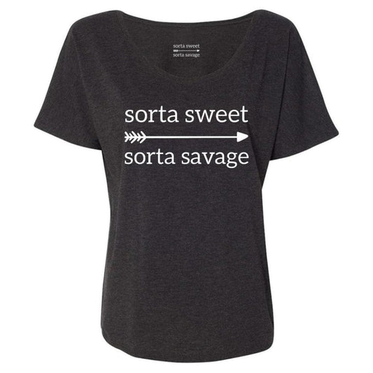 Sorta Sweet Sorta Savage Sorta Sweet Sorta Savage Goddess Tee Charcoal Triblend / S