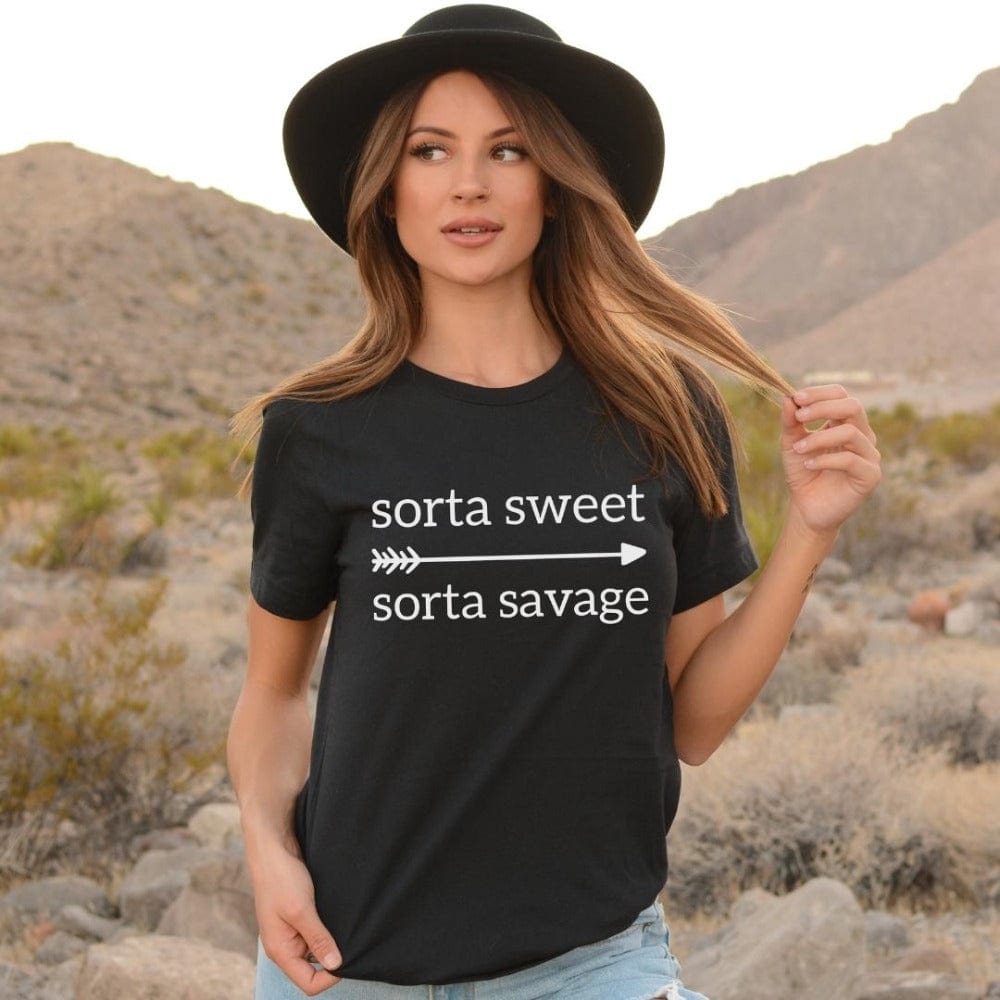 Sorta Sweet Sorta Savage Sorta Sweet Sorta Savage Premium Tee Black / S