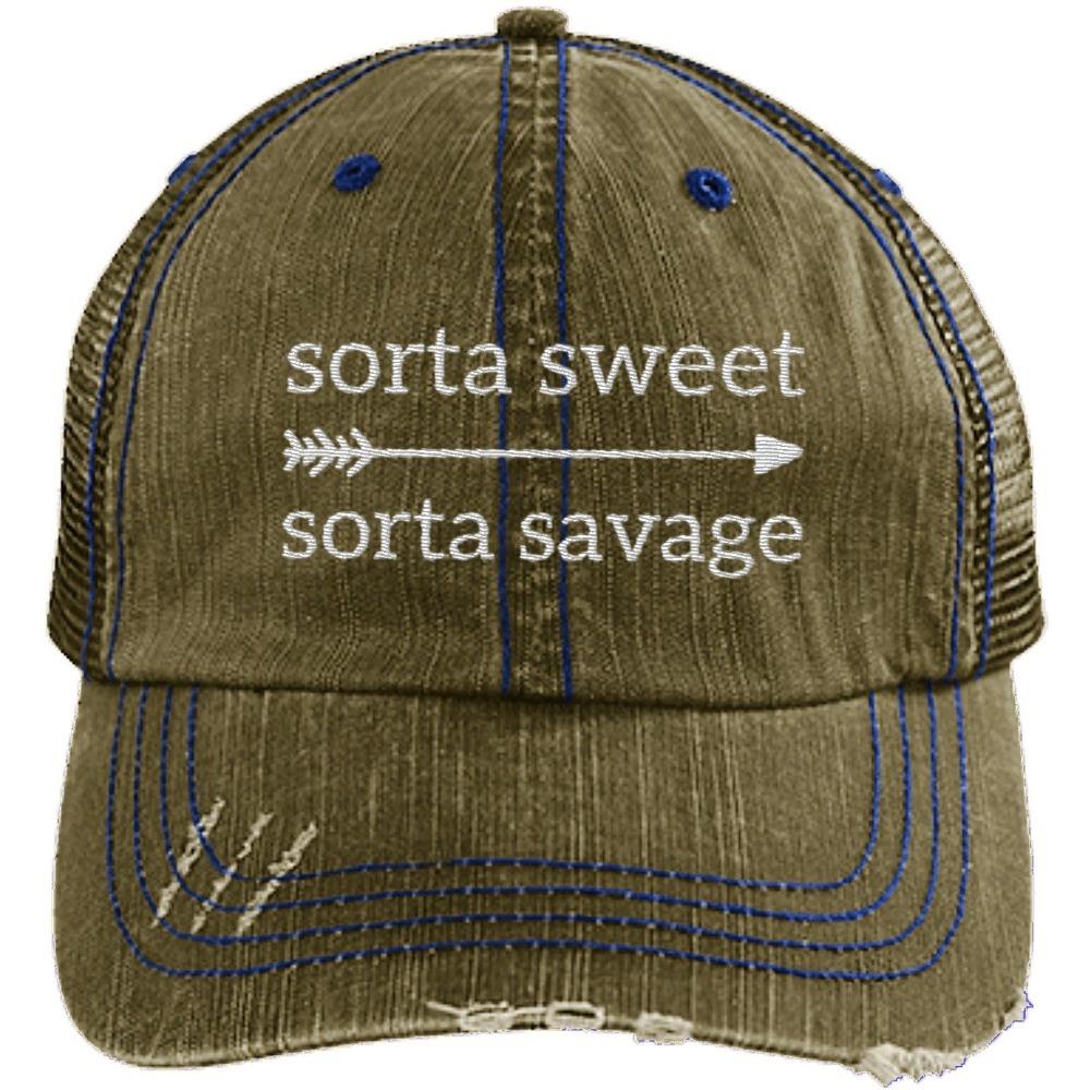 Sorta Sweet Sorta Savage Brown Trucker Hat