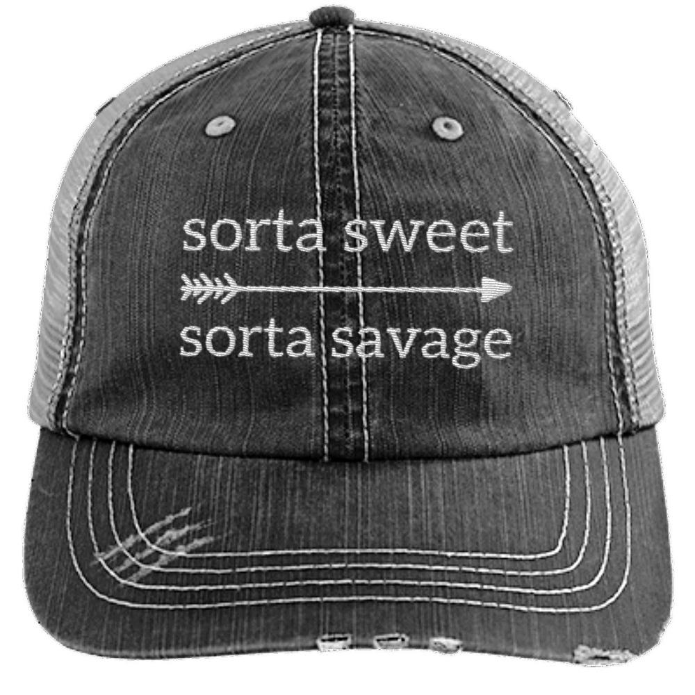Sorta Sweet Sorta Savage Grey Trucker Hat