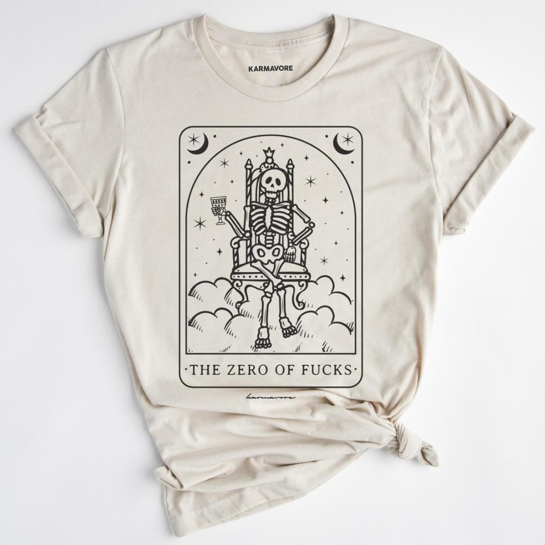 Karmavore The Zero of F*cks Premium Tee Heather Sand / S