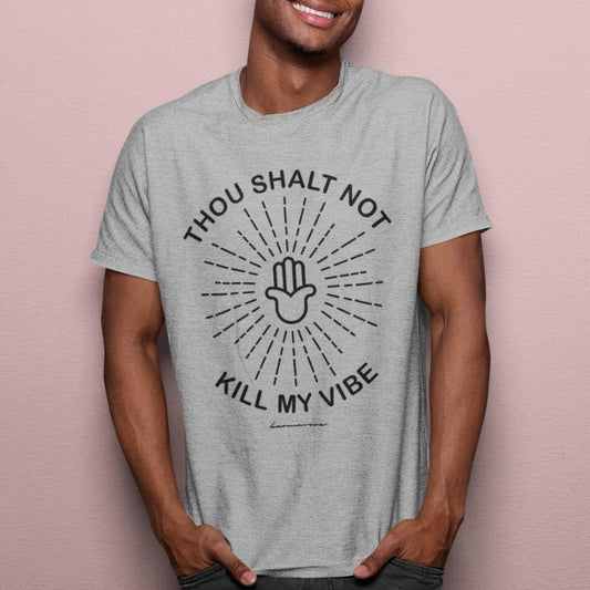 Karmavore Thou Shalt Not Kill My Vibe Premium Tee Heather Grey / S